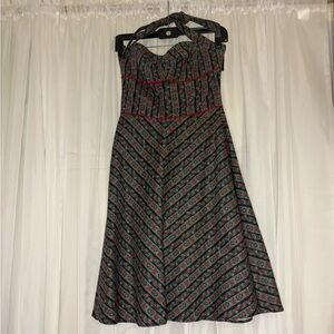 Vintage-Inspired Chevron Print Halter Cocktail Dress